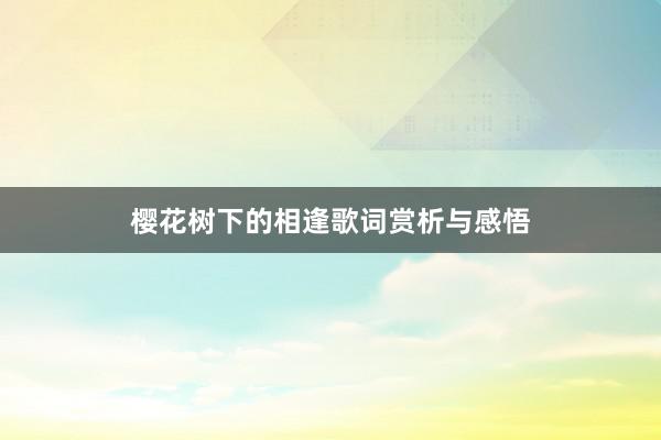 樱花树下的相逢歌词赏析与感悟
