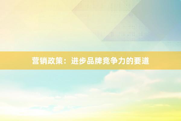 营销政策：进步品牌竞争力的要道